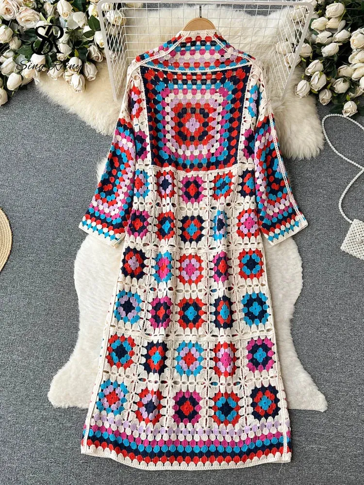 Knitted summer long ladies cardigan - Cozy and warm for winter - Sophisticated look for any occasion