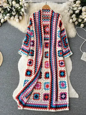 Knitted summer long ladies cardigan - Cozy and warm for winter - Sophisticated look for any occasion