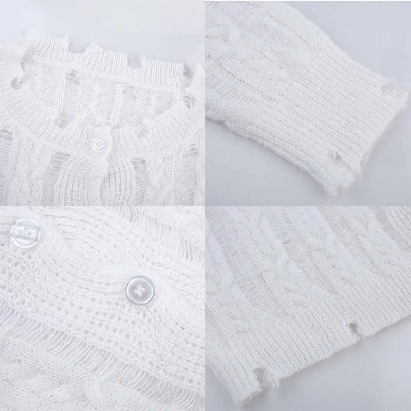 Korean Fashion Sheer Twisted Long Sleeved Knitted Top