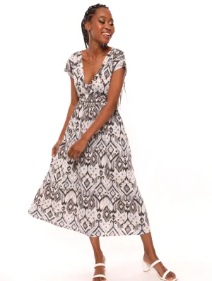 Ladies Aztek Waisted Wrap Maxi Dress