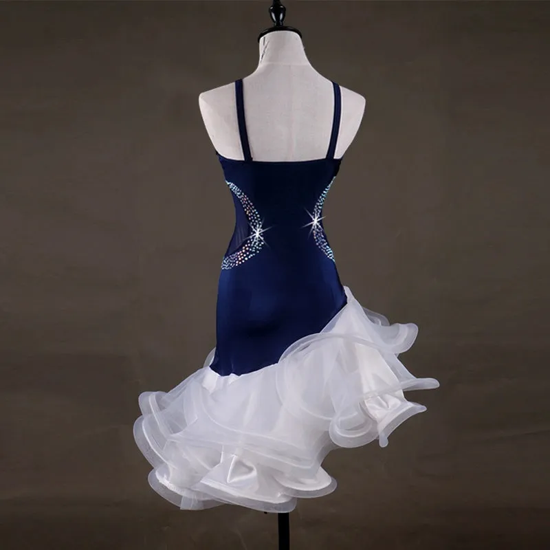 Latin Dance Dresses Women's Performance Spandex Crystals / Rhinestones Sleeveless High Dress