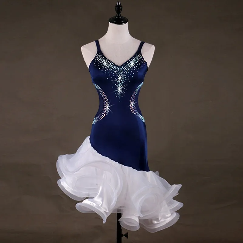 Latin Dance Dresses Women's Performance Spandex Crystals / Rhinestones Sleeveless High Dress