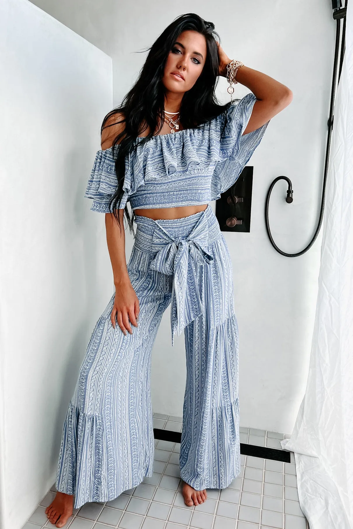 Legendary Tales Tie-Waist Wide Leg Pants (Blue)