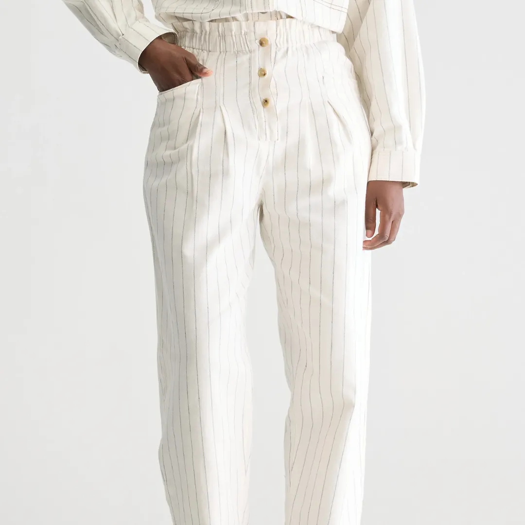 Lilo Paperbag Trousers (Ecru   Navy)