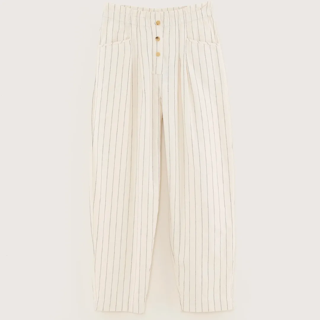 Lilo Paperbag Trousers (Ecru   Navy)