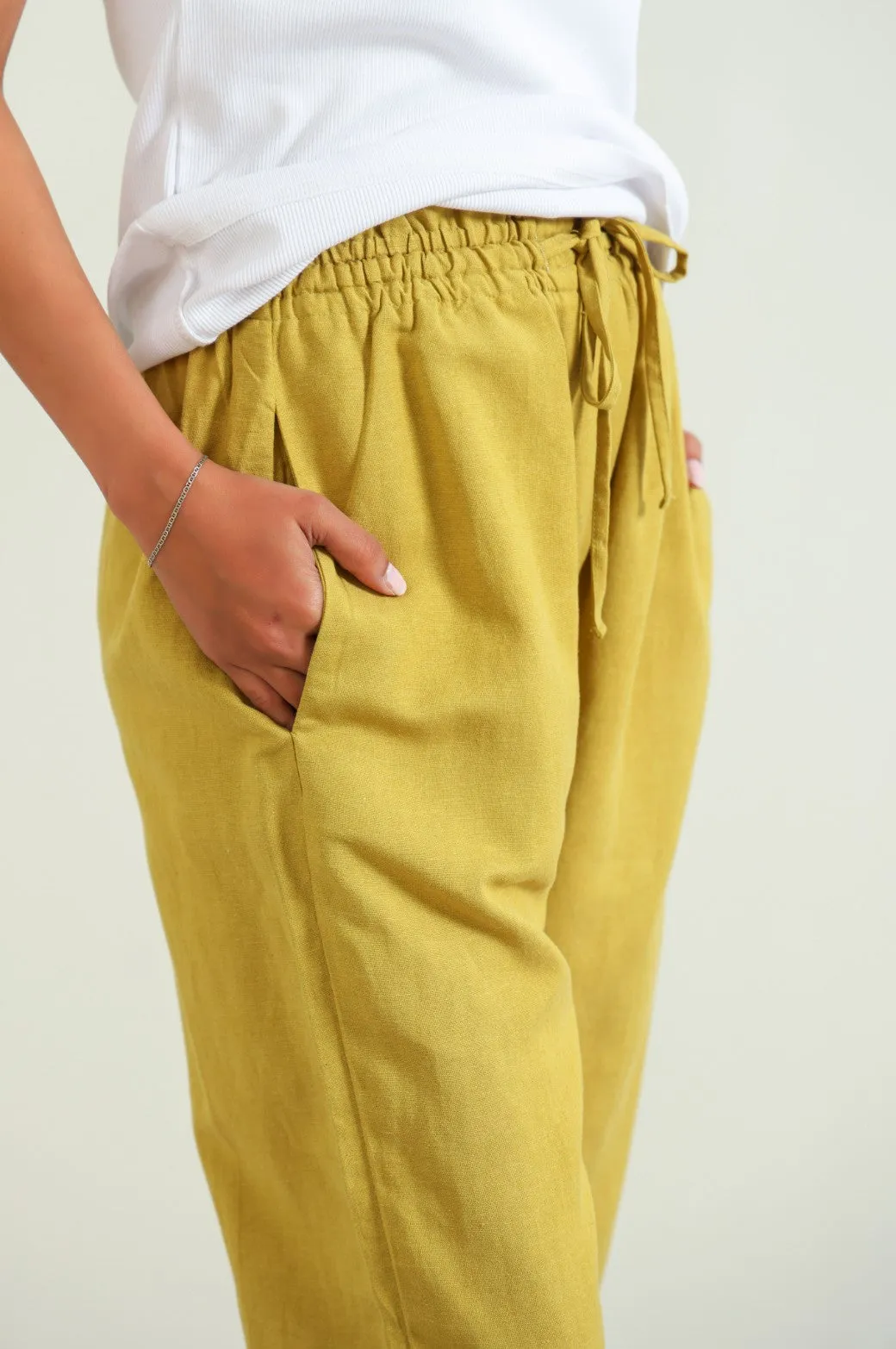 LINEN PAPERBAG PANTS