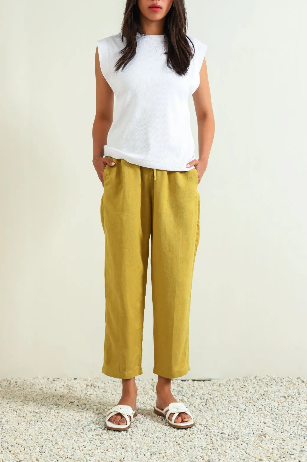 LINEN PAPERBAG PANTS