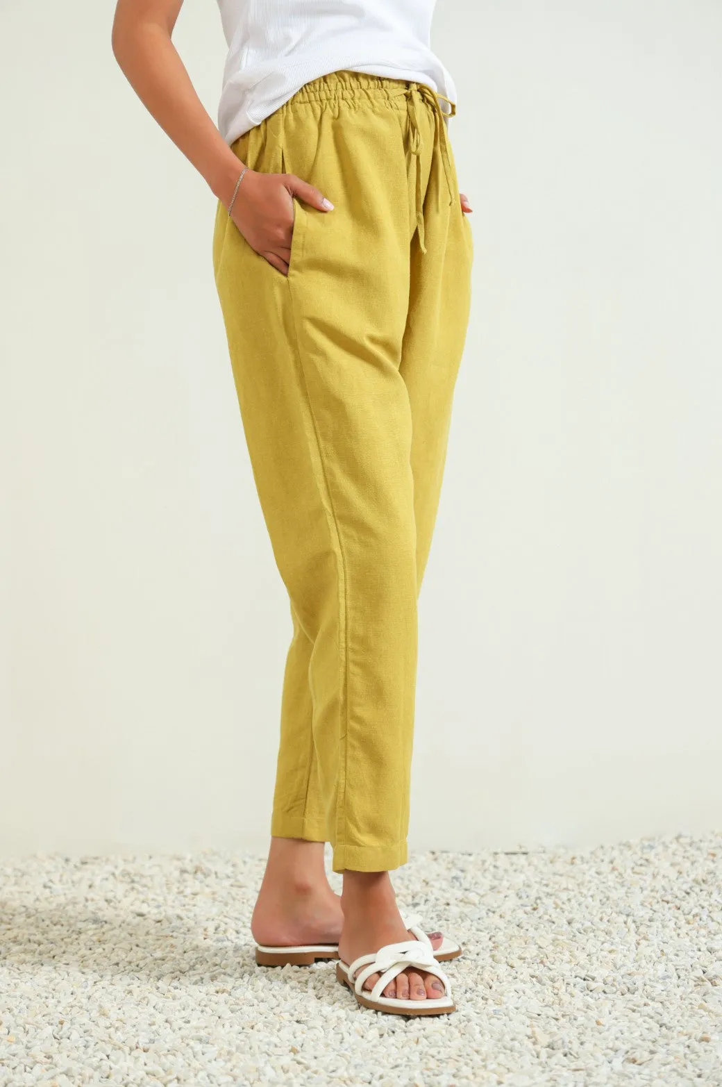 LINEN PAPERBAG PANTS