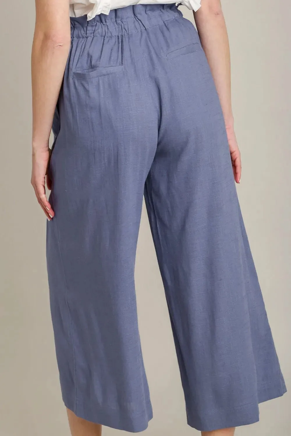 Linen Wide Fit Pants with Drawstring