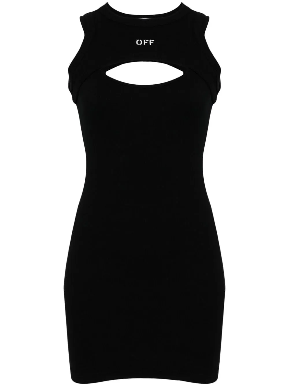 Logo cotton ribbed mini dress