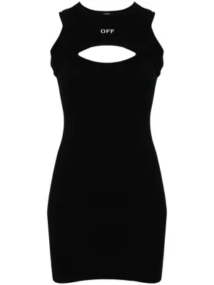 Logo cotton ribbed mini dress
