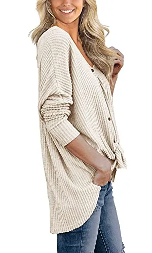 Loose Bat Wing Button Blouse
