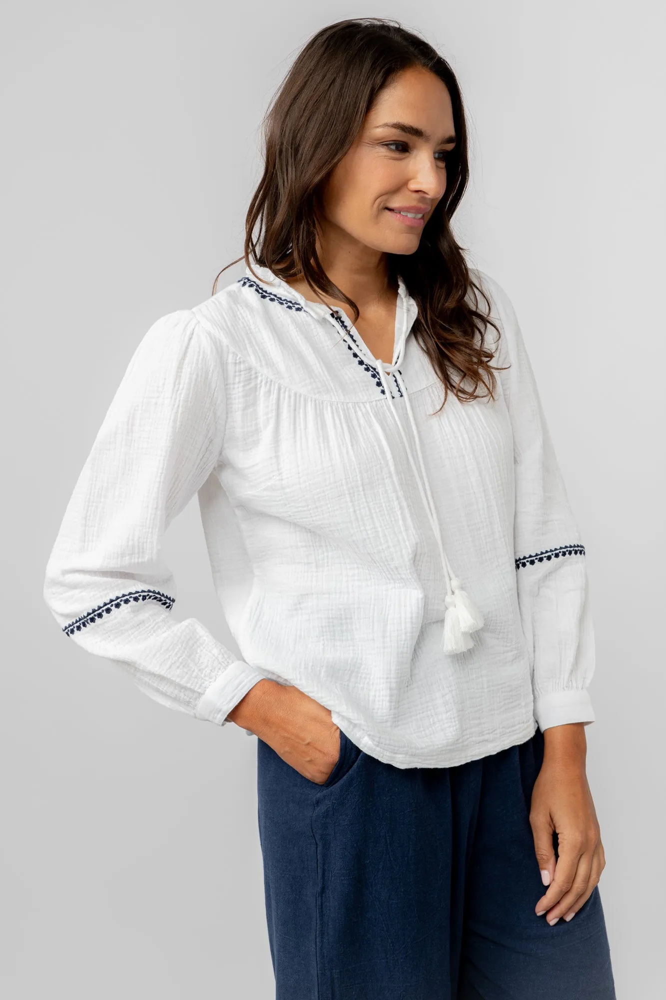 Lori Embroidered Cotton Top