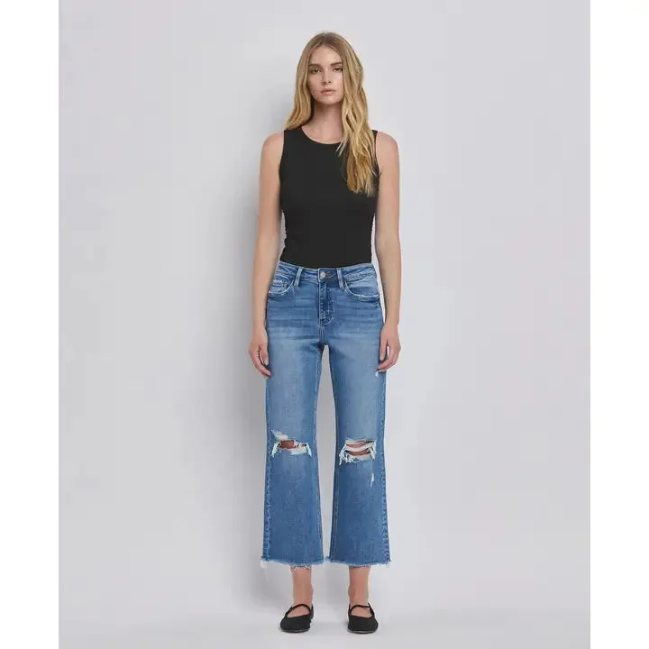 Lovervet High Rise Distressed Crop Straight Jean
