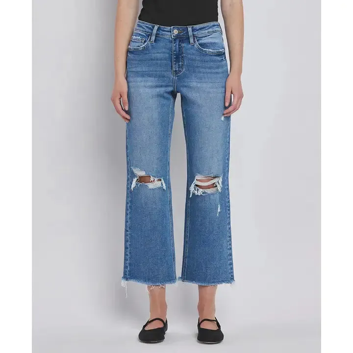 Lovervet High Rise Distressed Crop Straight Jean