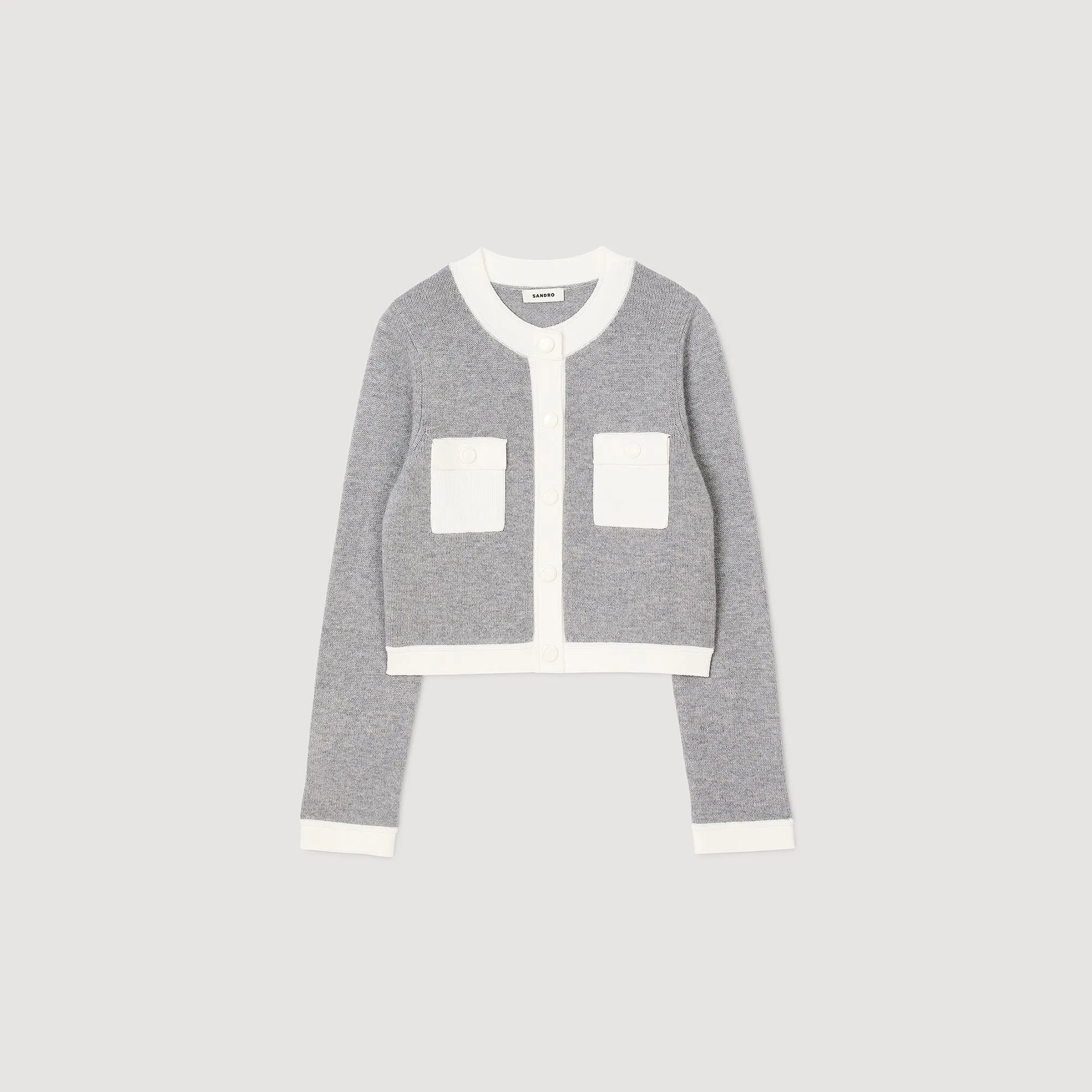 Macaron Two-Tone Cardigan Grey