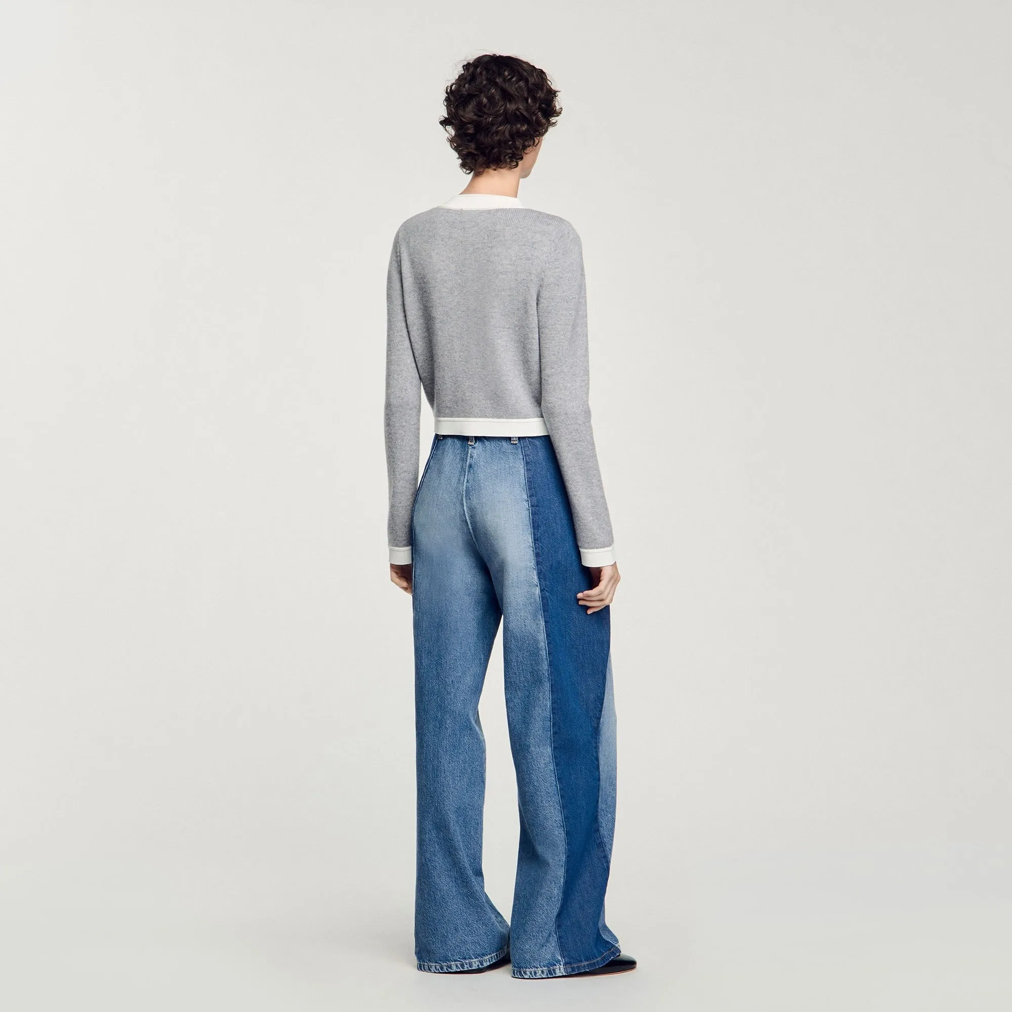 Macaron Two-Tone Cardigan Grey