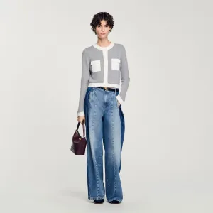 Macaron Two-Tone Cardigan Grey