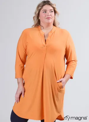 Magna A-Line Long Pocket Tunic Orange