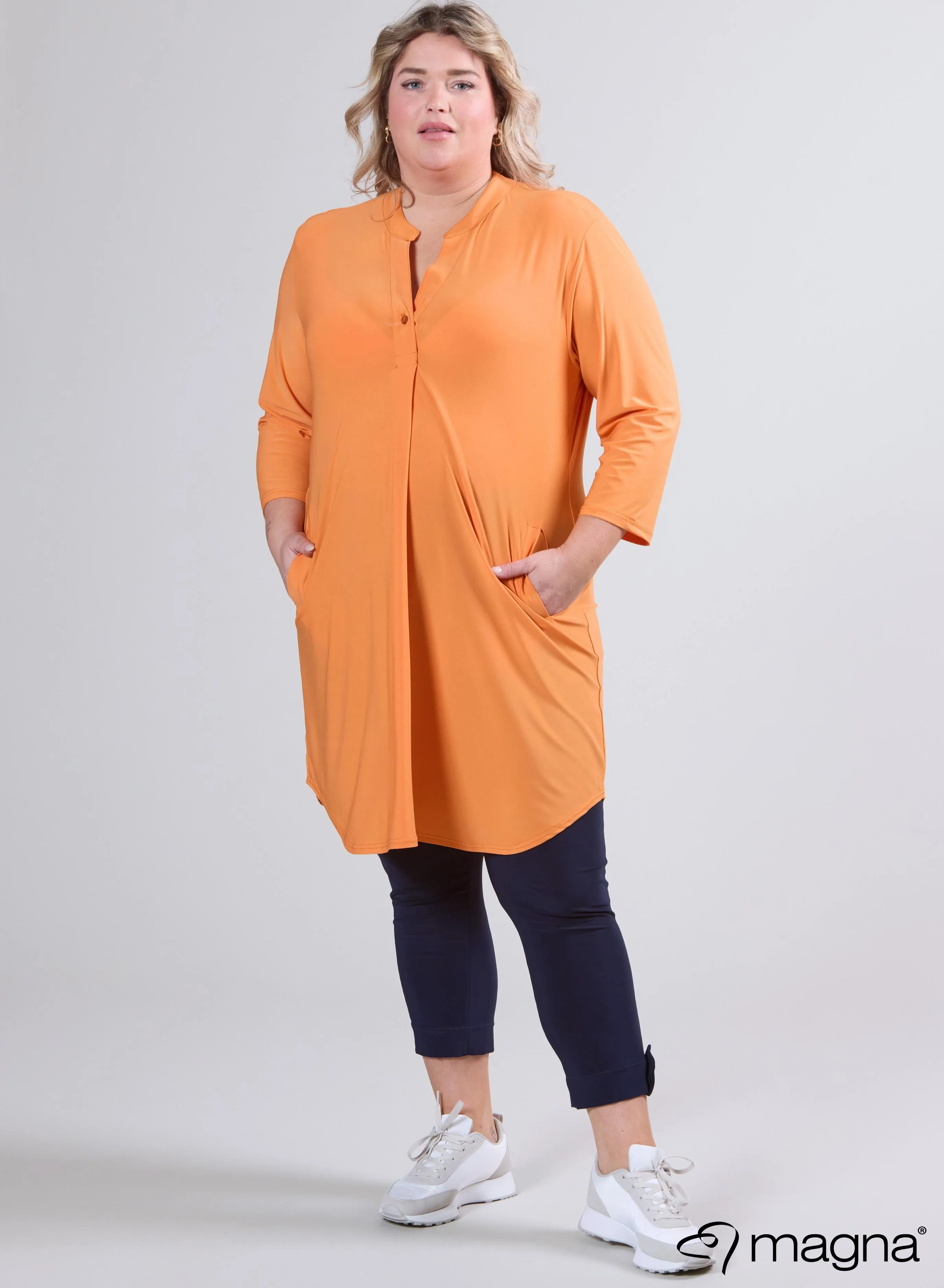 Magna A-Line Long Pocket Tunic Orange