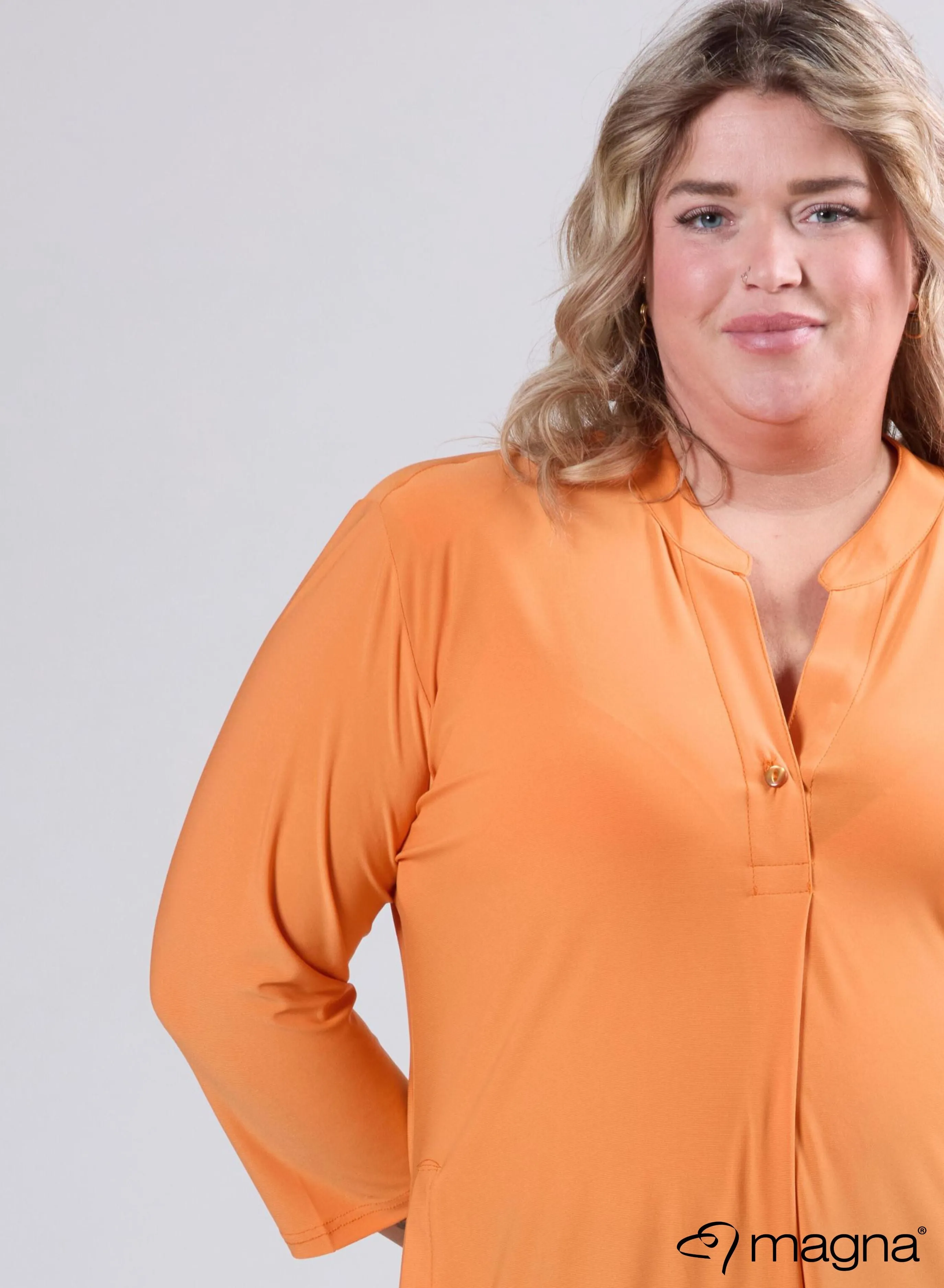 Magna A-Line Long Pocket Tunic Orange