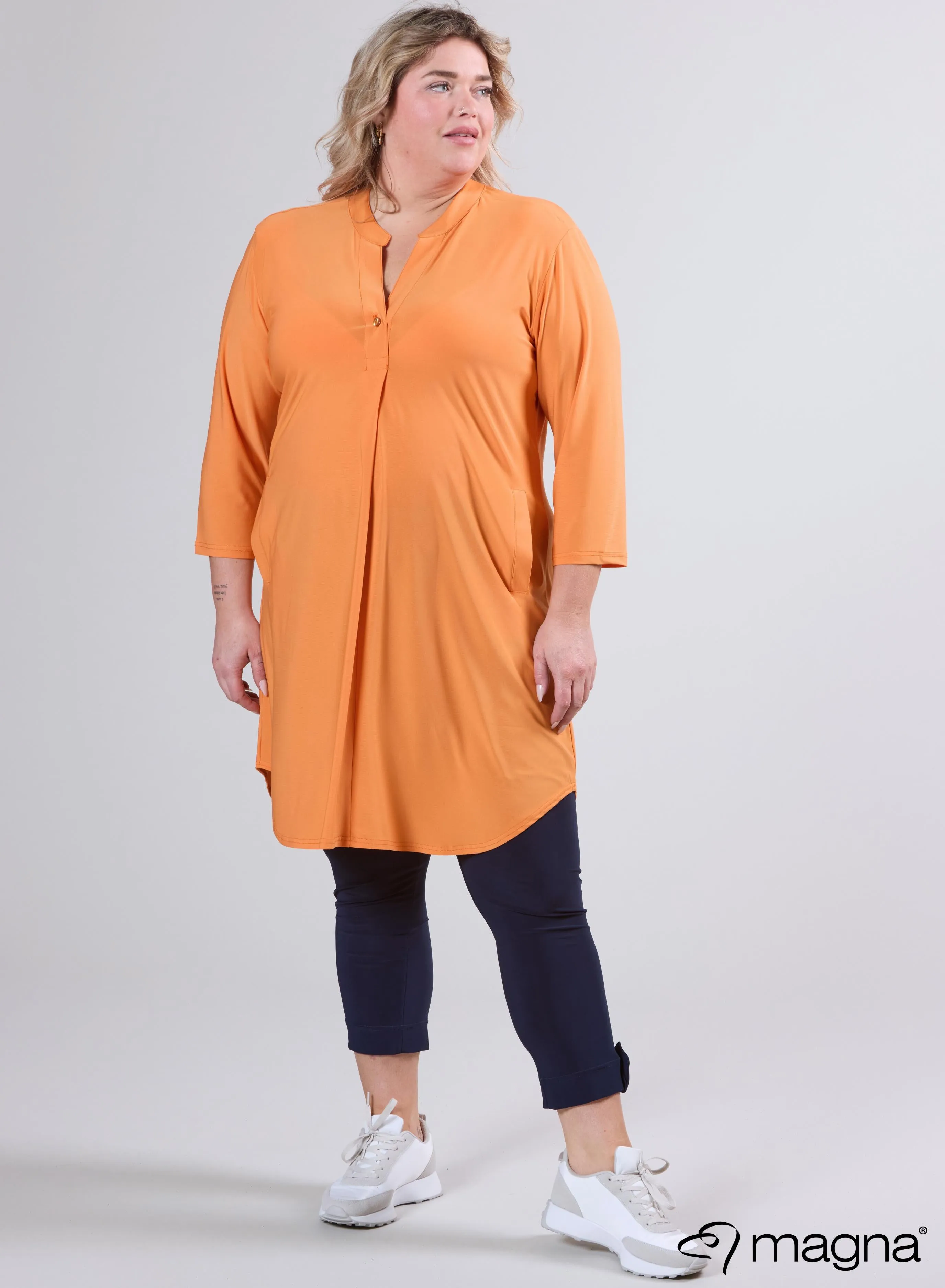 Magna A-Line Long Pocket Tunic Orange