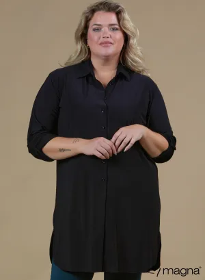 Magna Long Button Blouse Black