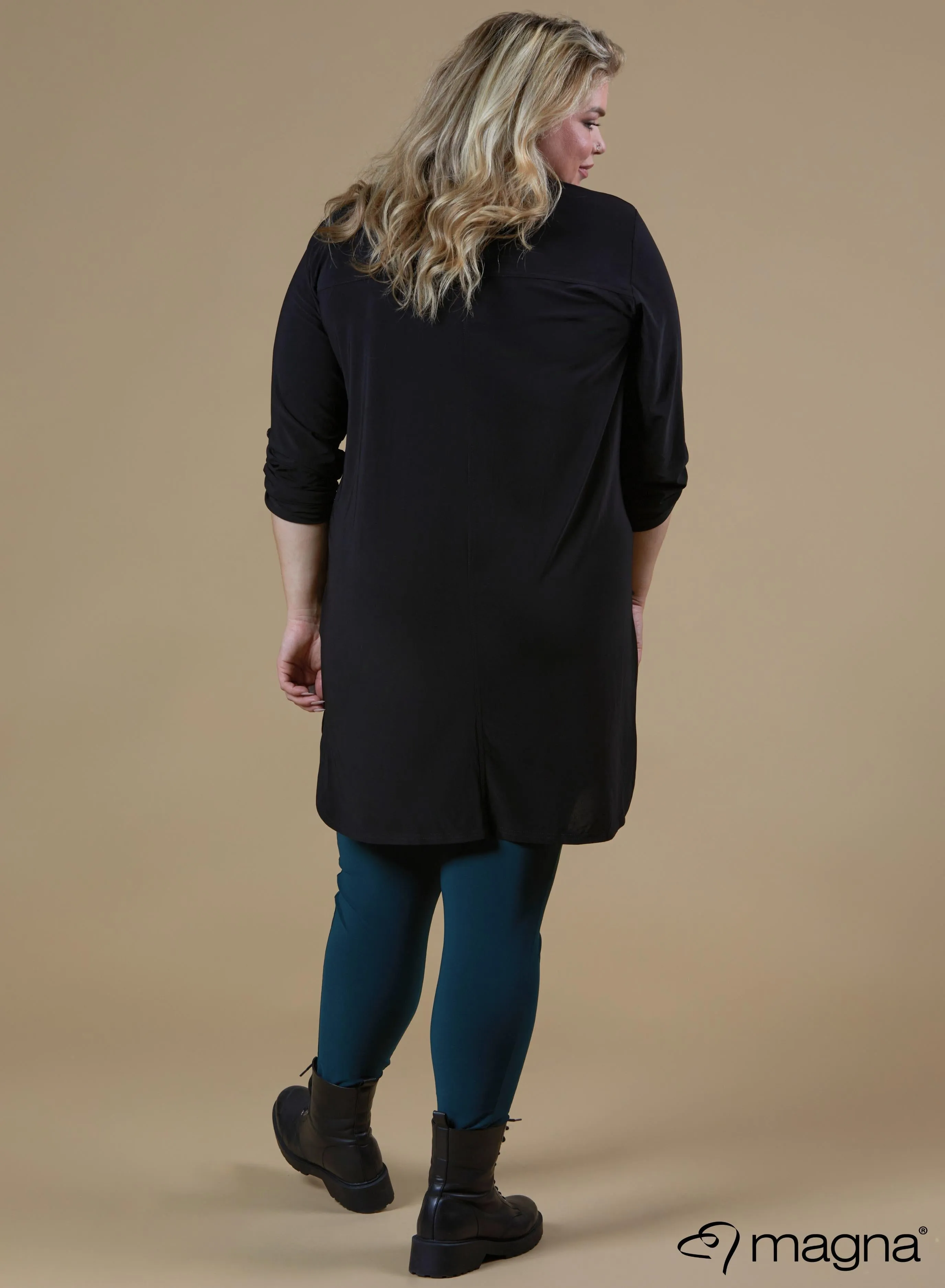 Magna Long Button Blouse Black