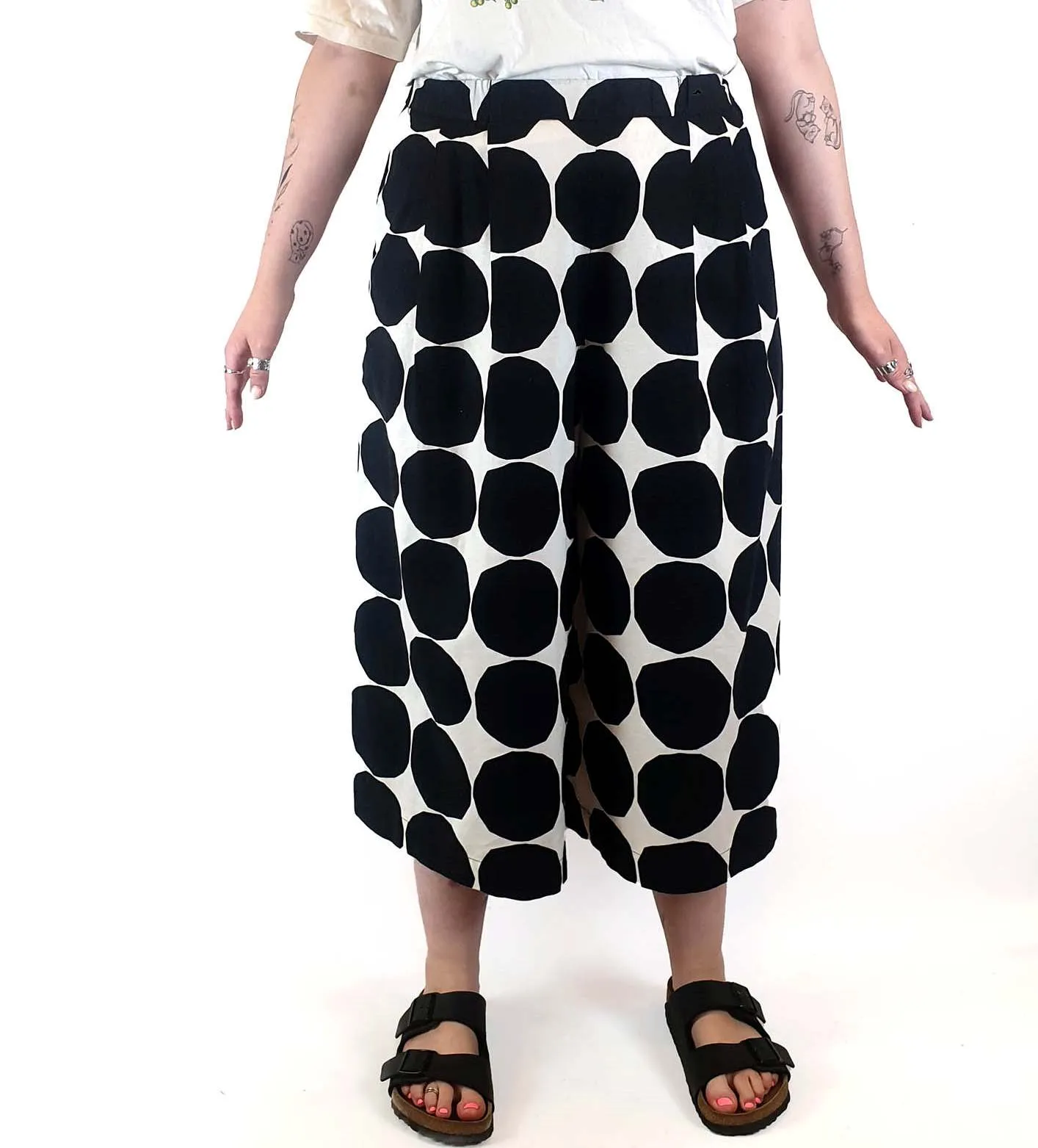 Marimekko x Uniqlo black and white print wide leg pants size M