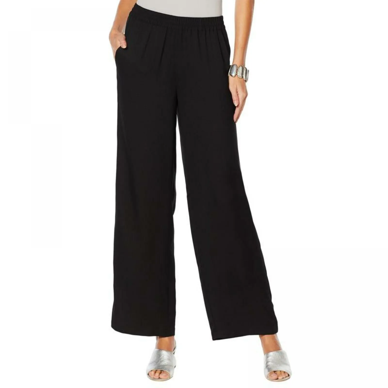 MarlaWynne WynneLayers Women's Plus Size Crepe Pull On Pants