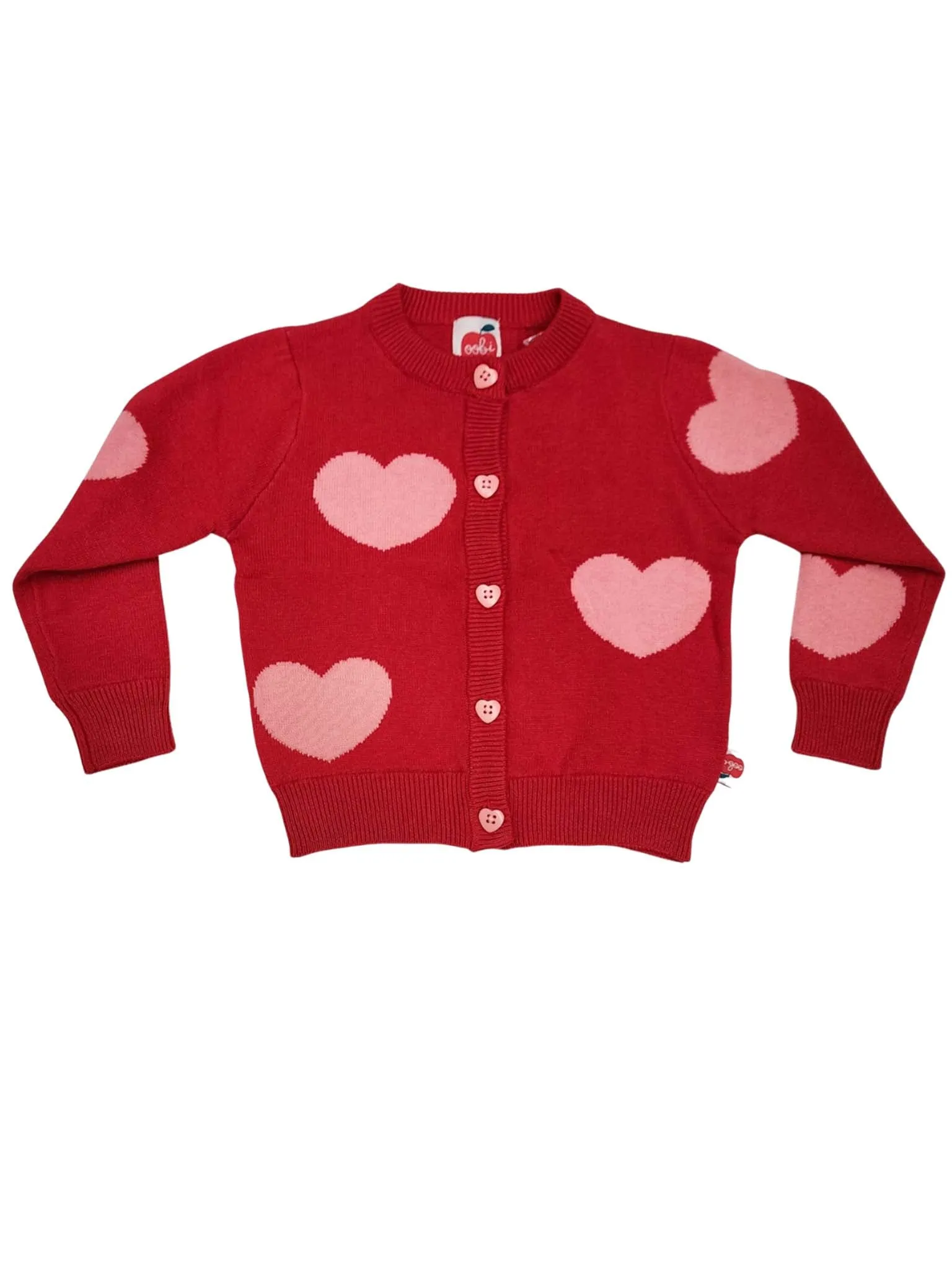 Maxine Red with Pink Hearts Cardigan