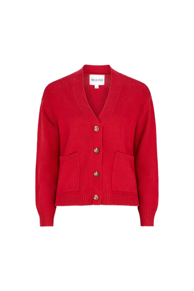 Maxted - Button Down Cardigan in Red