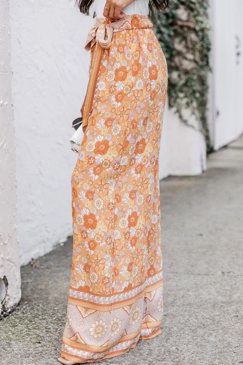 McCarthy Floral Tie Front Wide Leg Pants