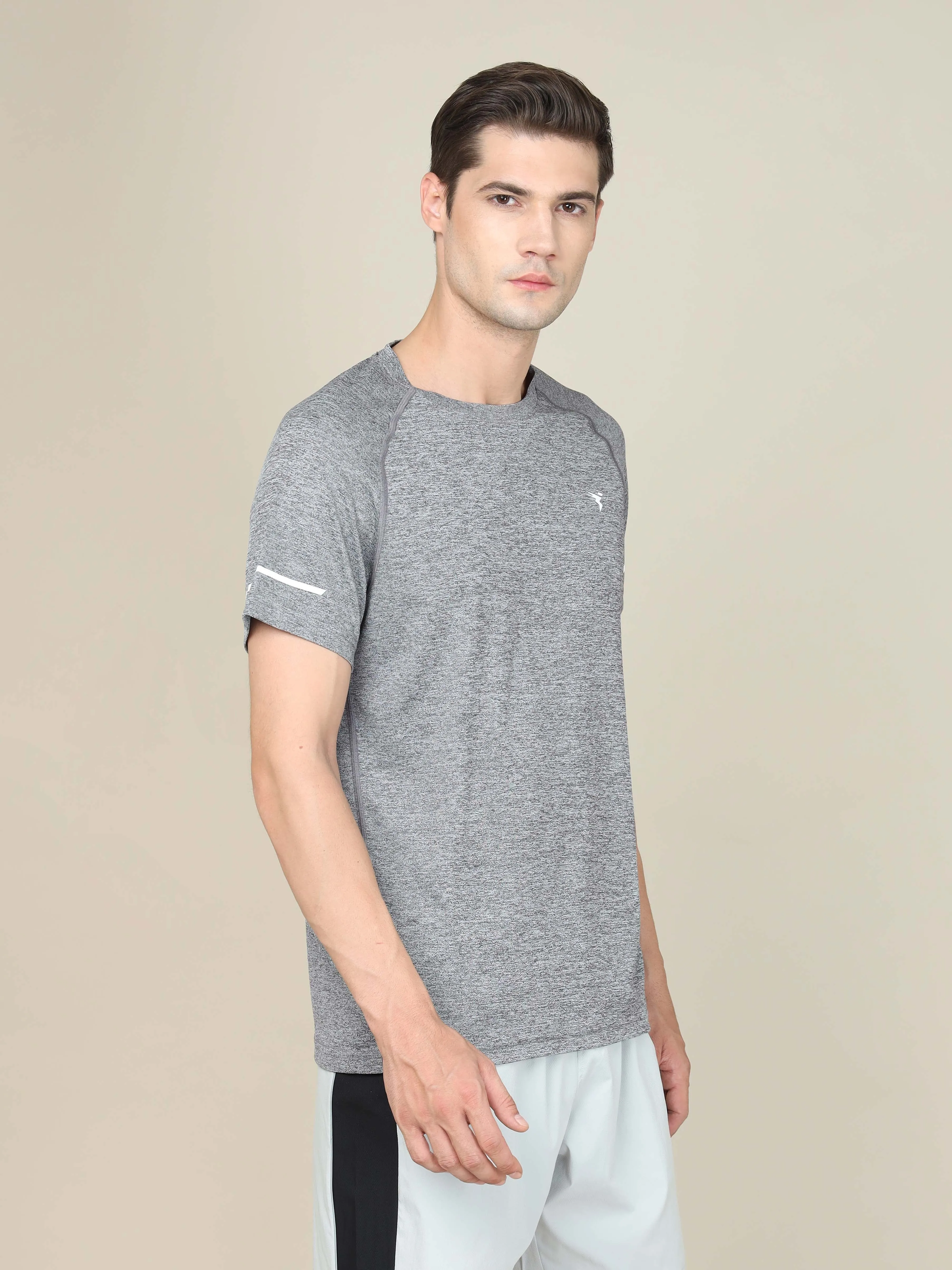 Men Melange Slim Fit Crew Neck T-shirt with MELANGE