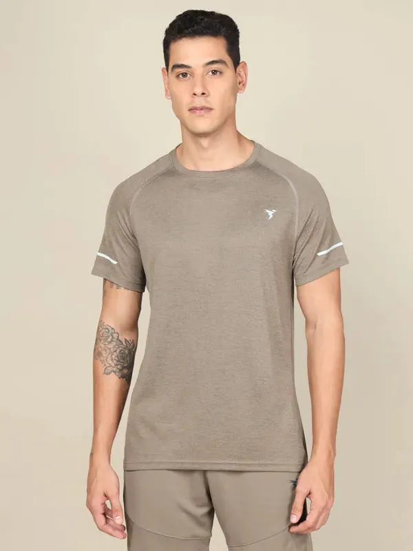 Men Melange Slim Fit Crew Neck T-shirt with MELANGE