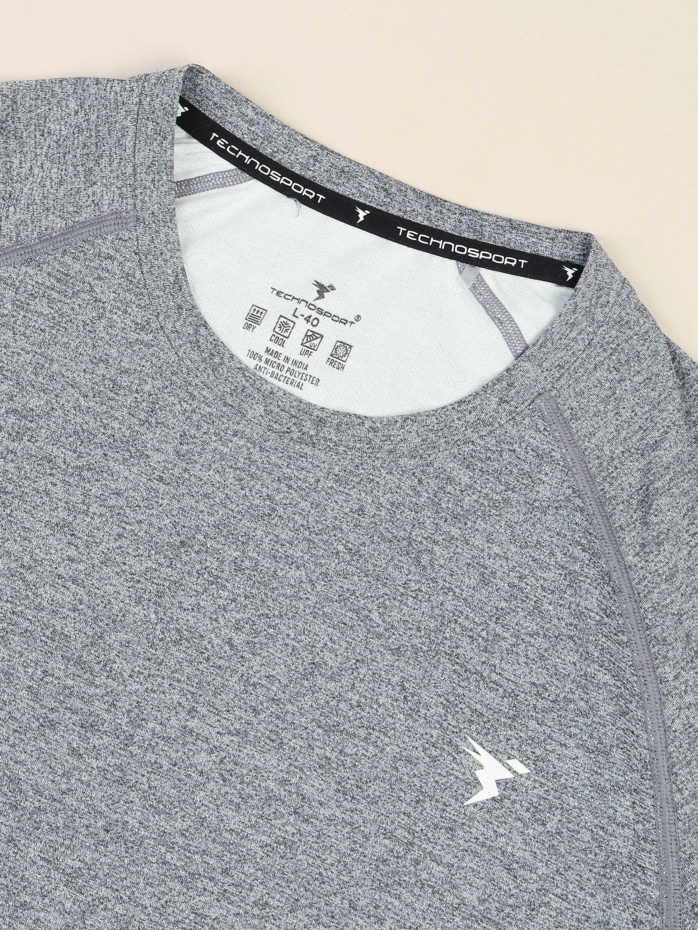 Men Melange Slim Fit Crew Neck T-shirt with MELANGE