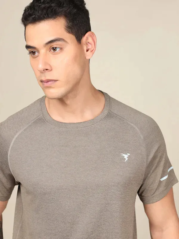 Men Melange Slim Fit Crew Neck T-shirt with MELANGE
