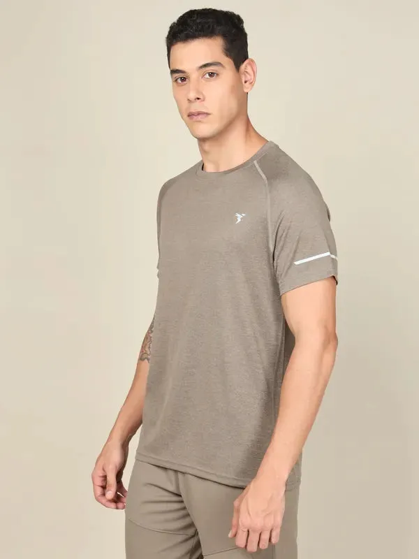 Men Melange Slim Fit Crew Neck T-shirt with MELANGE