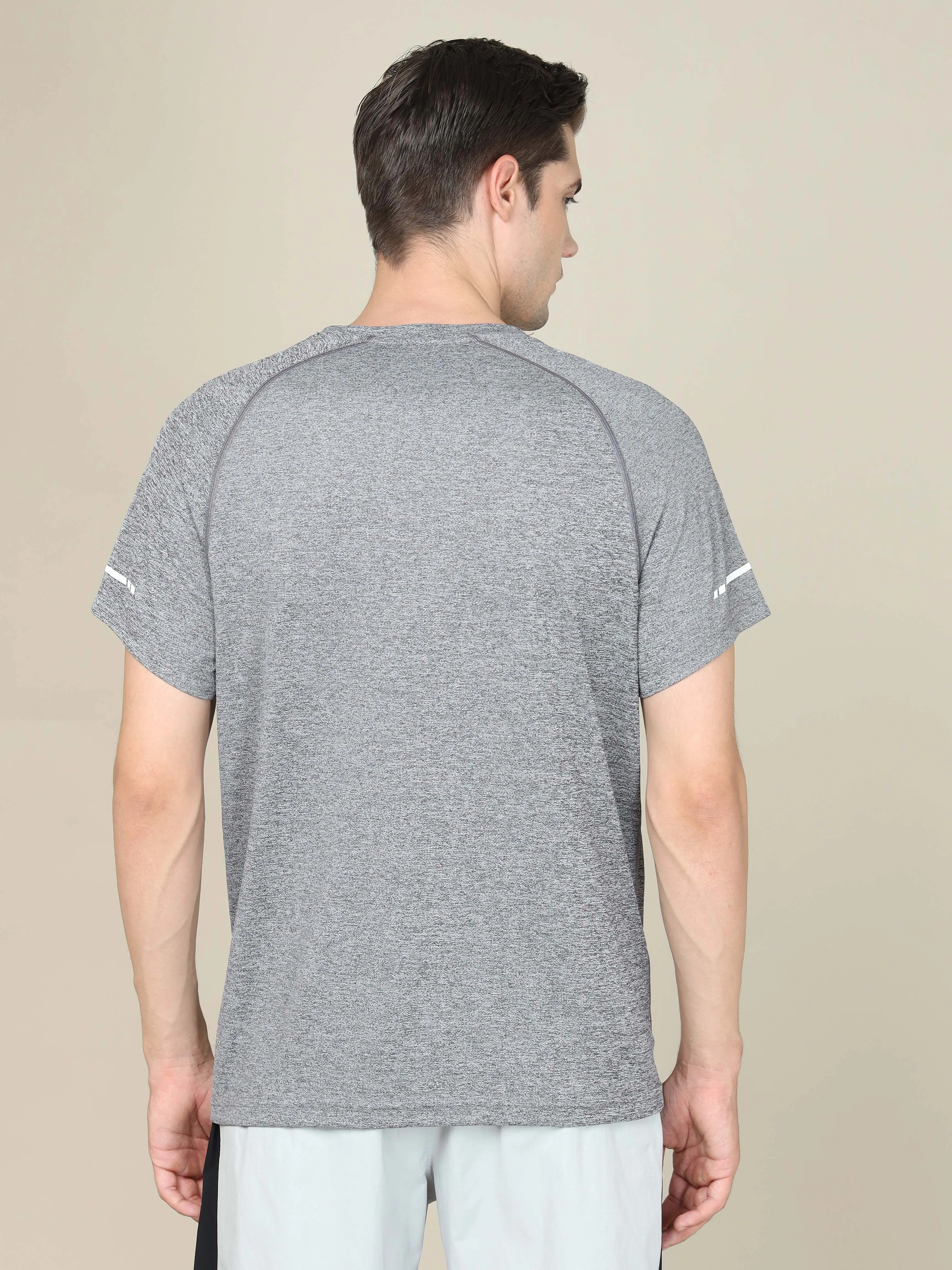 Men Melange Slim Fit Crew Neck T-shirt with MELANGE