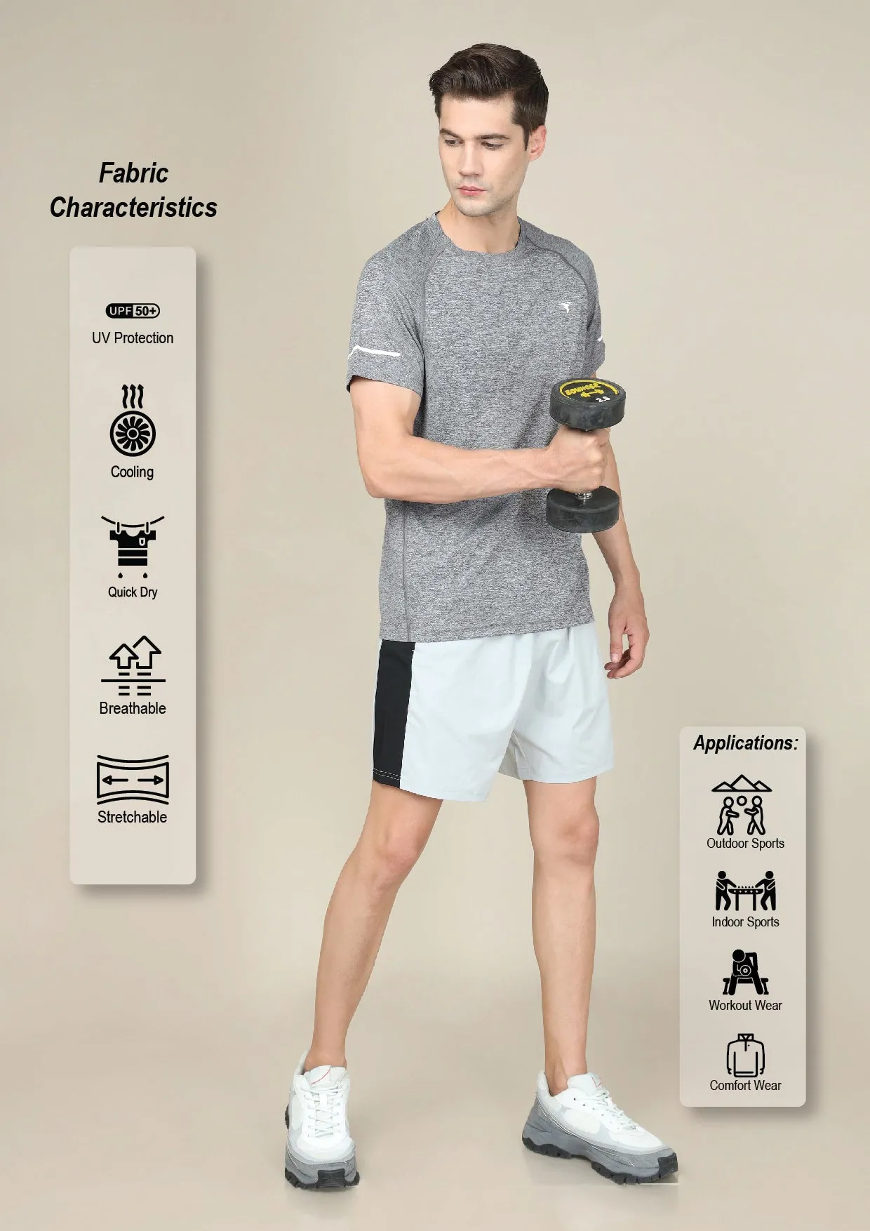 Men Melange Slim Fit Crew Neck T-shirt with MELANGE