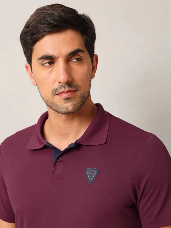 Men Self Design Slim Fit Polo T-shirt with AIRTEX STRIPES
