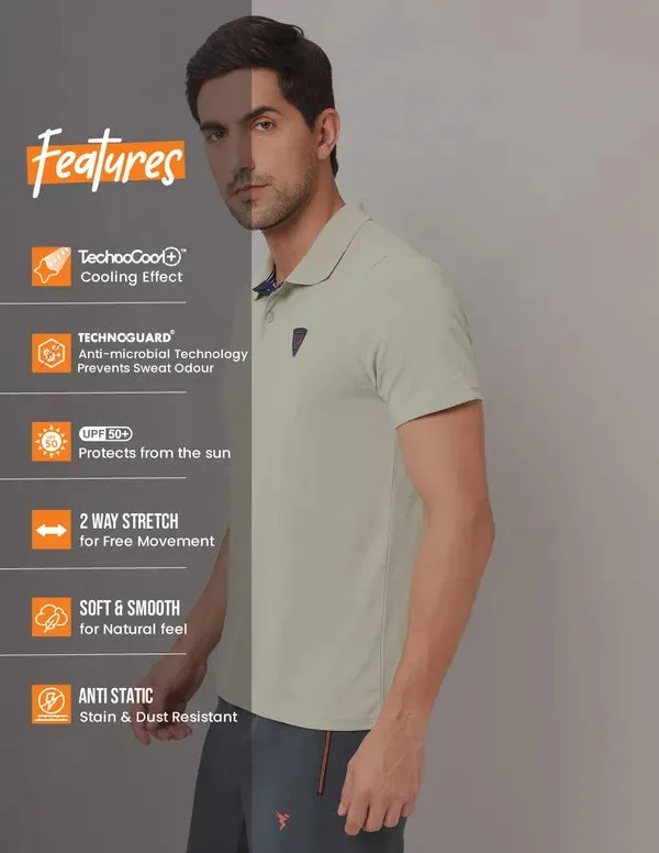 Men Self Design Slim Fit Polo T-shirt with AIRTEX STRIPES
