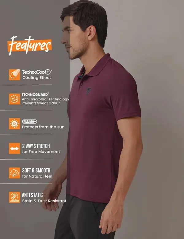 Men Self Design Slim Fit Polo T-shirt with AIRTEX STRIPES