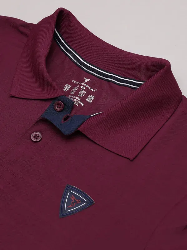 Men Self Design Slim Fit Polo T-shirt with AIRTEX STRIPES