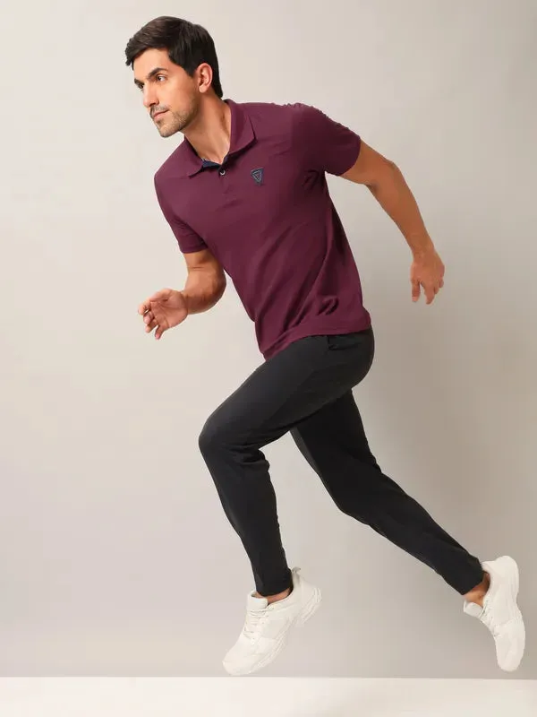 Men Self Design Slim Fit Polo T-shirt with AIRTEX STRIPES