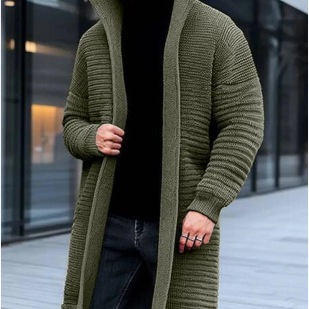Men's Cozy Winter Knitted Warm Cardigan | Long