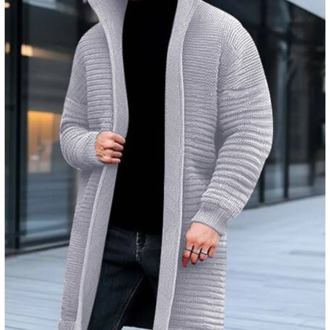 Men's Cozy Winter Knitted Warm Cardigan | Long