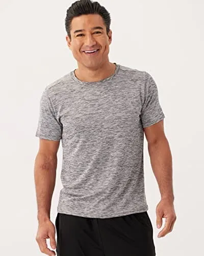 Men's Quick Dry Fit Dri-Fit Short Sleeve Active Wear Training Athletic Essentials Crew T-Shirt Fitness Gym Wicking Tee Workout Casual Sports Running Tennis Exercise Undershirt Top - 5 Pack,-Set 11,S