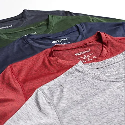 Men's Quick Dry Fit Dri-Fit Short Sleeve Active Wear Training Athletic Essentials Crew T-Shirt Fitness Gym Wicking Tee Workout Casual Sports Running Tennis Exercise Undershirt Top - 5 Pack,-Set 11,S