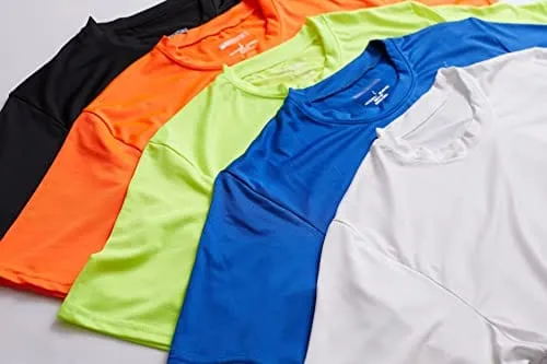 Men's Quick Dry Fit Dri-Fit Short Sleeve Active Wear Training Athletic Essentials Crew T-Shirt Fitness Gym Wicking Tee Workout Casual Sports Running Tennis Exercise Undershirt Top - 5 Pack,Set 14-S